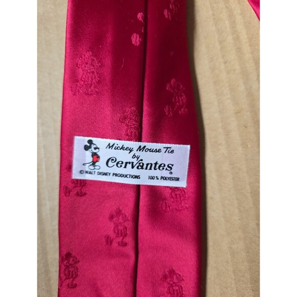 Mickey Mouse Cervantes Tie Disney Necktie Red Polyester Collectible - Picture 4 of 5
